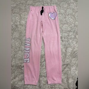 Justice Pink Dance Joggers with Heart Patch